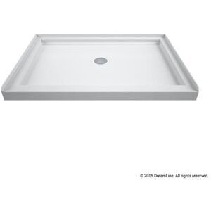 Dreamline SlimLine 32 Inch D x 48 Inch W x 2-3/4 Inch H Center Drain Single Threshold Shower Base in White DLT-1132480