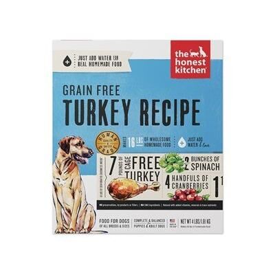 The Honest Kitchen Dehydrated Grain Free Dog Food - Turkey Recipe - 4 lb Box - Smartpak