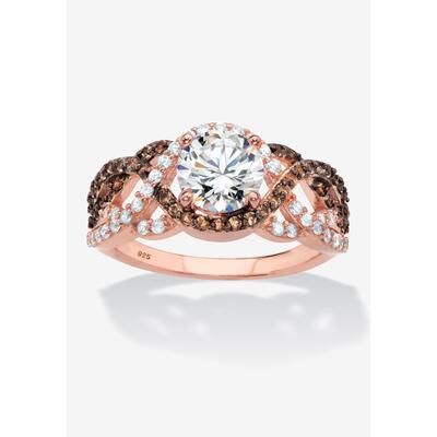 PalmBeach Jewelry Women's Rose Gold-Plated Silver Ring Cubic Zirconia by PalmBeach Jewelry in Rose (Size 6)