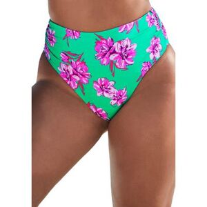 Plus Size Women's Shirred Swim Brief by Swimsuits For All in Bali Floral (Size 20)