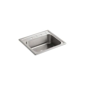 Toccata® 25" x 22" x 7-11/16" top-mount single-bowl kitchen sink with 4 faucet holes