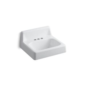 Hudson 20" x 18" wall-mount bathroom sink with 4" centerset faucet holes and lugs for chair carrier