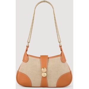 Sandro Janet canvas and leather bag - female - Beige - OS
