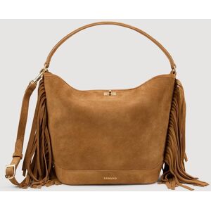 Sandro Tangoso fringed suede bucket bag - female - Camel - OS
