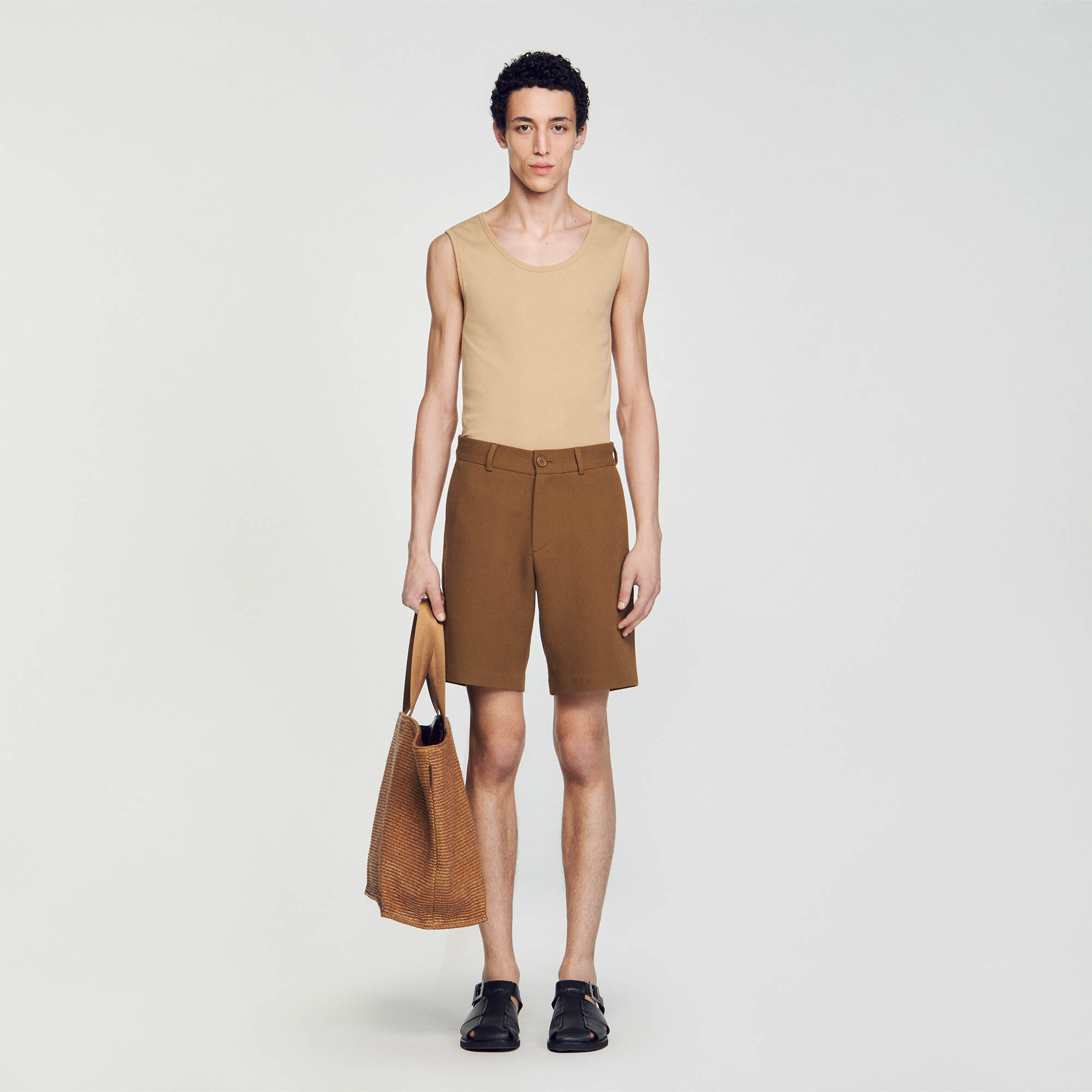 Sandro Cotton shorts - male - Camel - Men-Pants &amp; Shorts-FR 36 / US 28