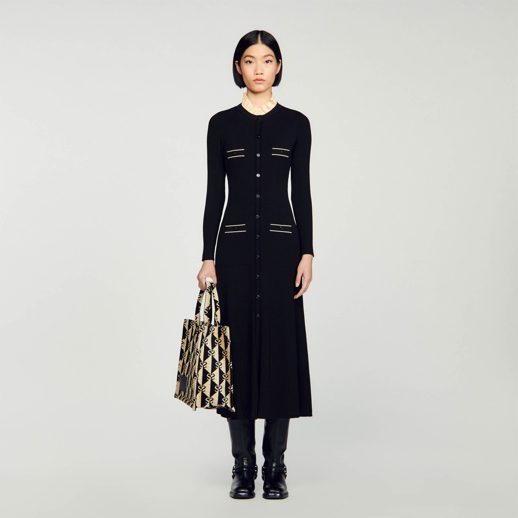 Sandro Knit maxi dress - female - Black - Woman-Dresses-FR 36 / US 4