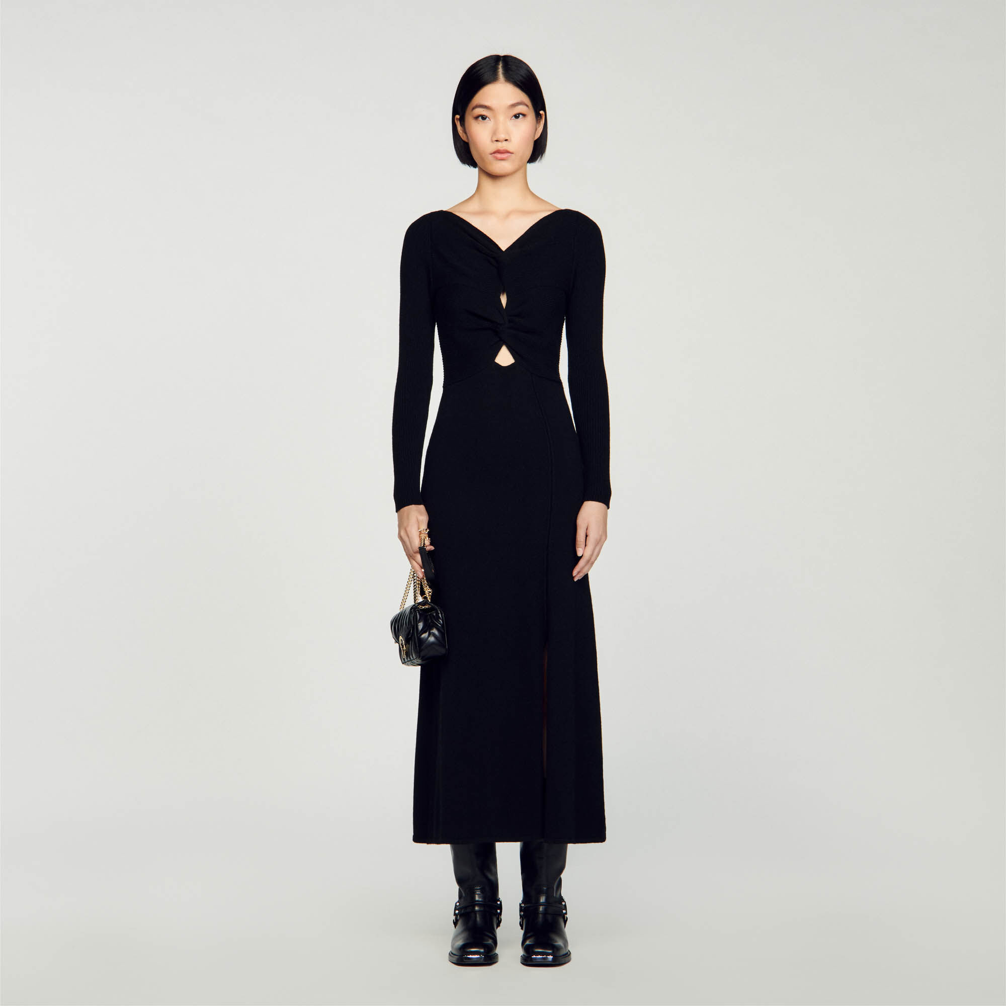 Sandro Cable knit dress - female - Black - Woman-Dresses-FR 34 / US 2