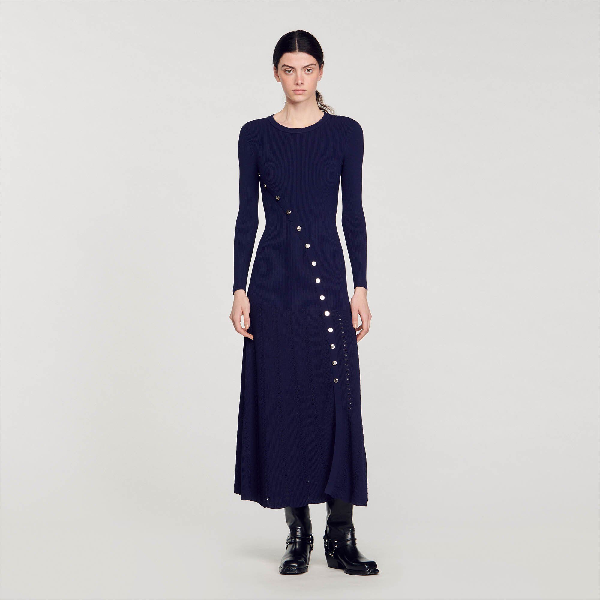 Sandro Knit midi dress - female - Deep blu - Woman-Dresses-FR 36 / US 4