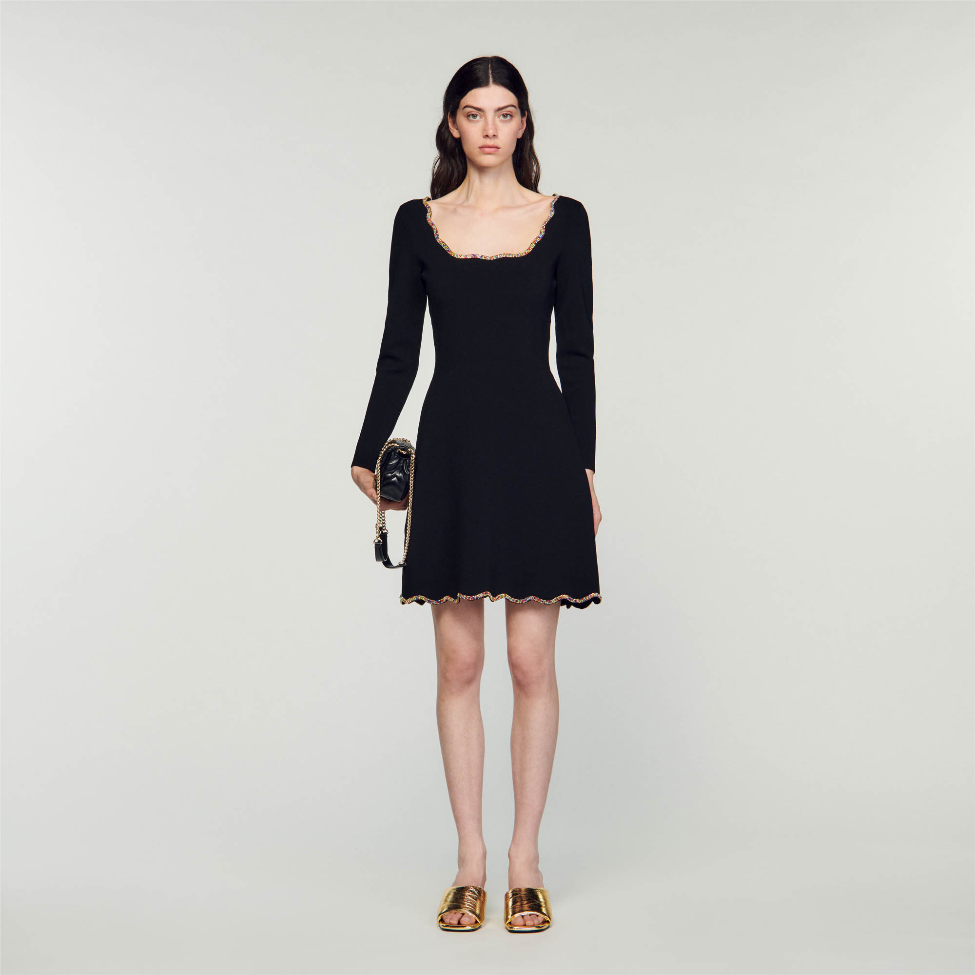 Sandro Short velvet dress - female - Black - Woman-Dresses-FR 38 / US 6