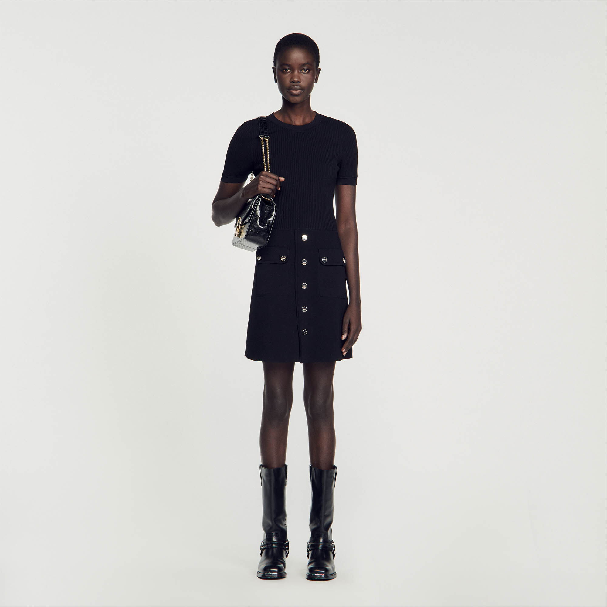 Sandro Knit dress - female - Black - Woman-Dresses-FR 42 / US 10