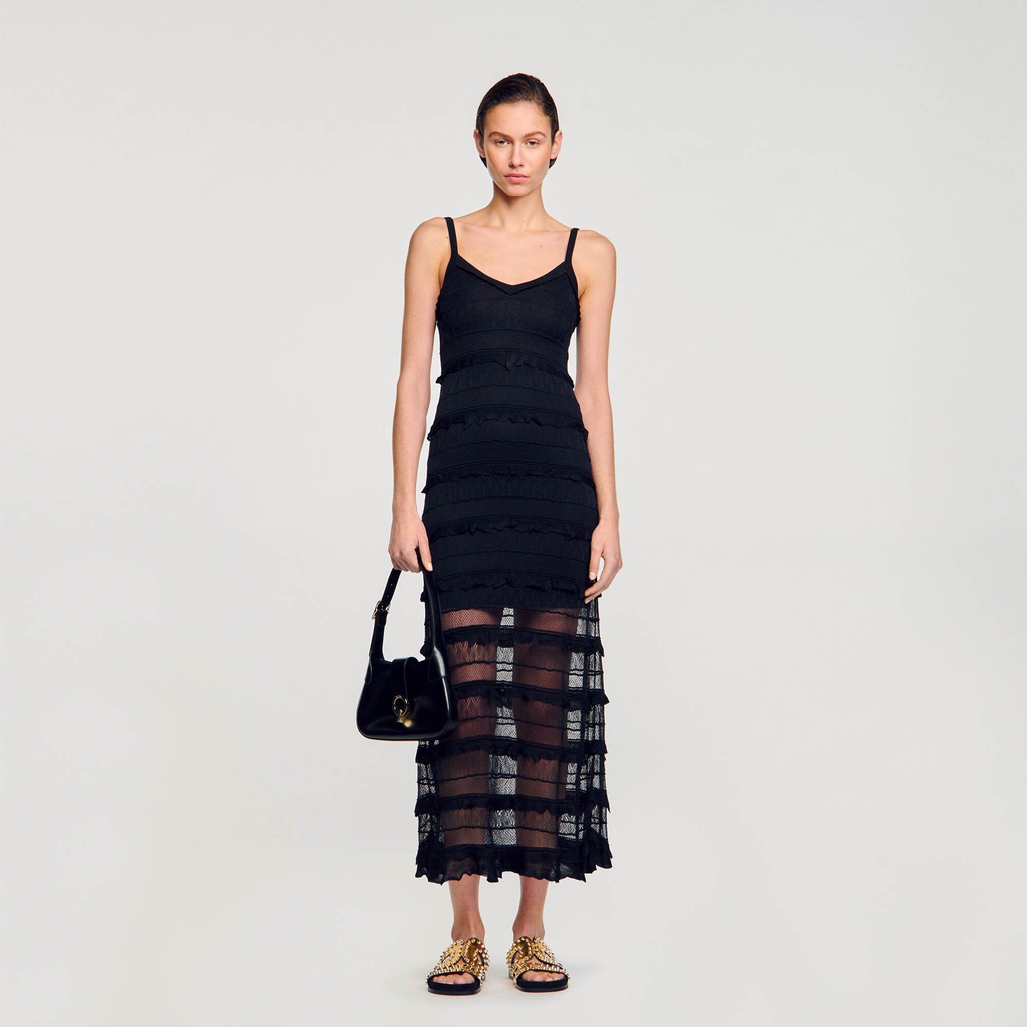 Sandro Knit maxi dress - female - Black - Woman-Dresses-FR 36 / US 4