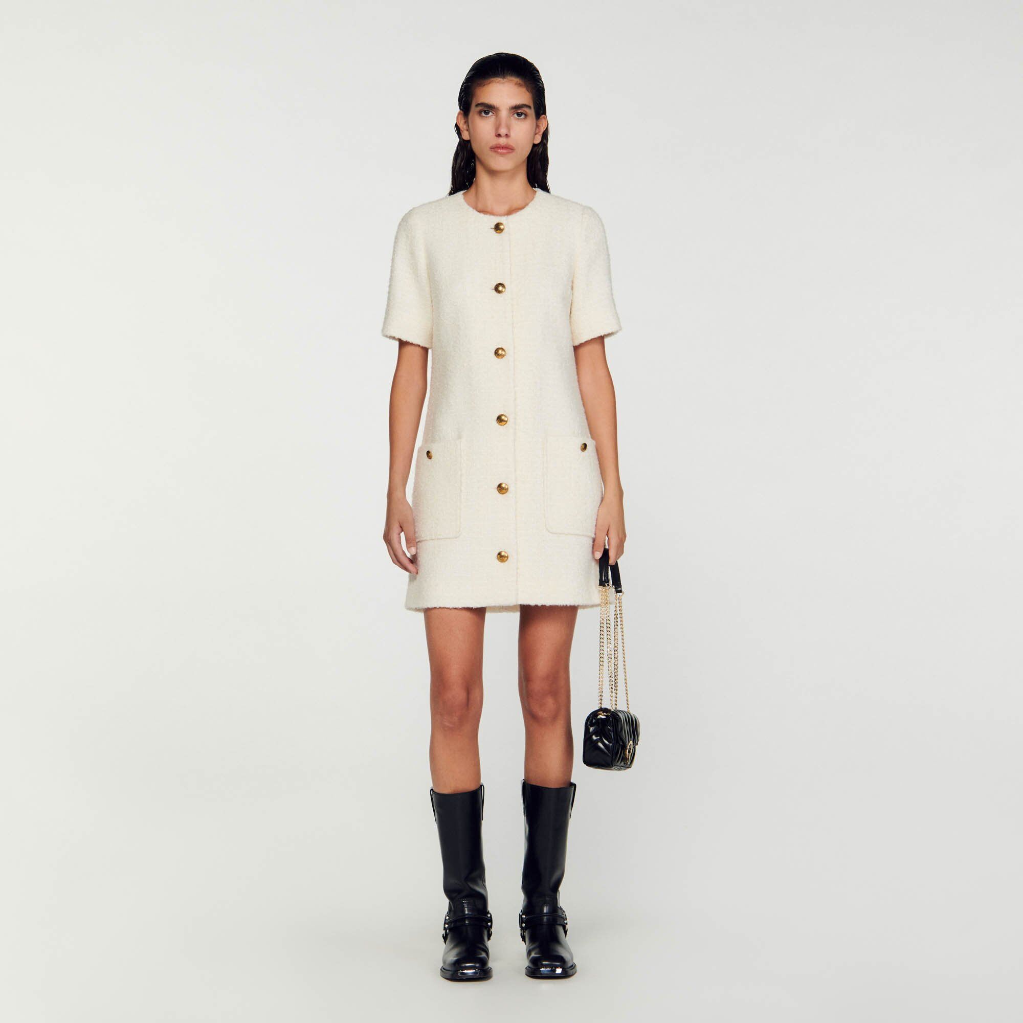 Sandro Short tweed dress - female - Ecru - Woman-Dresses-L