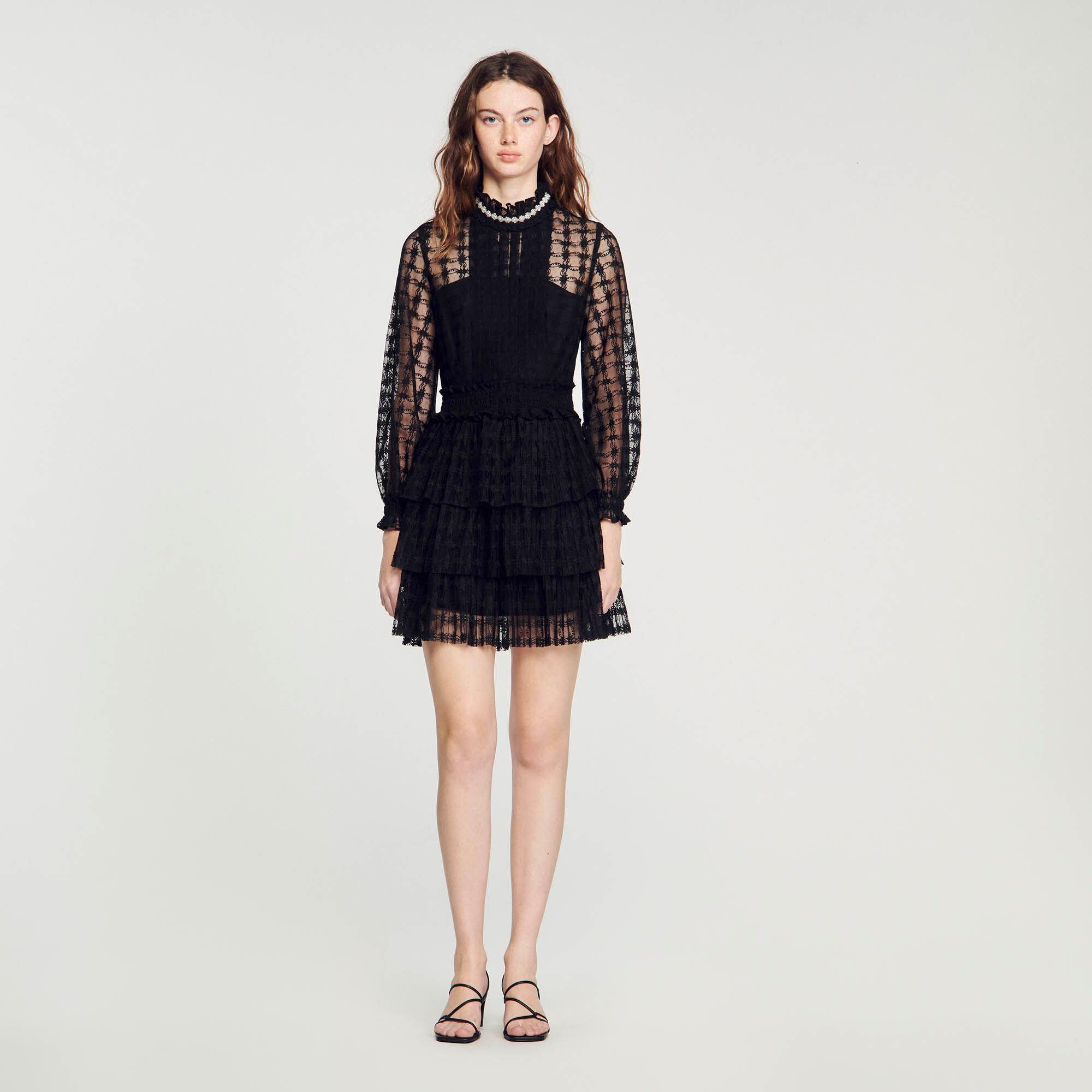 Sandro Short lace dress - female - Black - Woman-Dresses-FR 40 / US 8