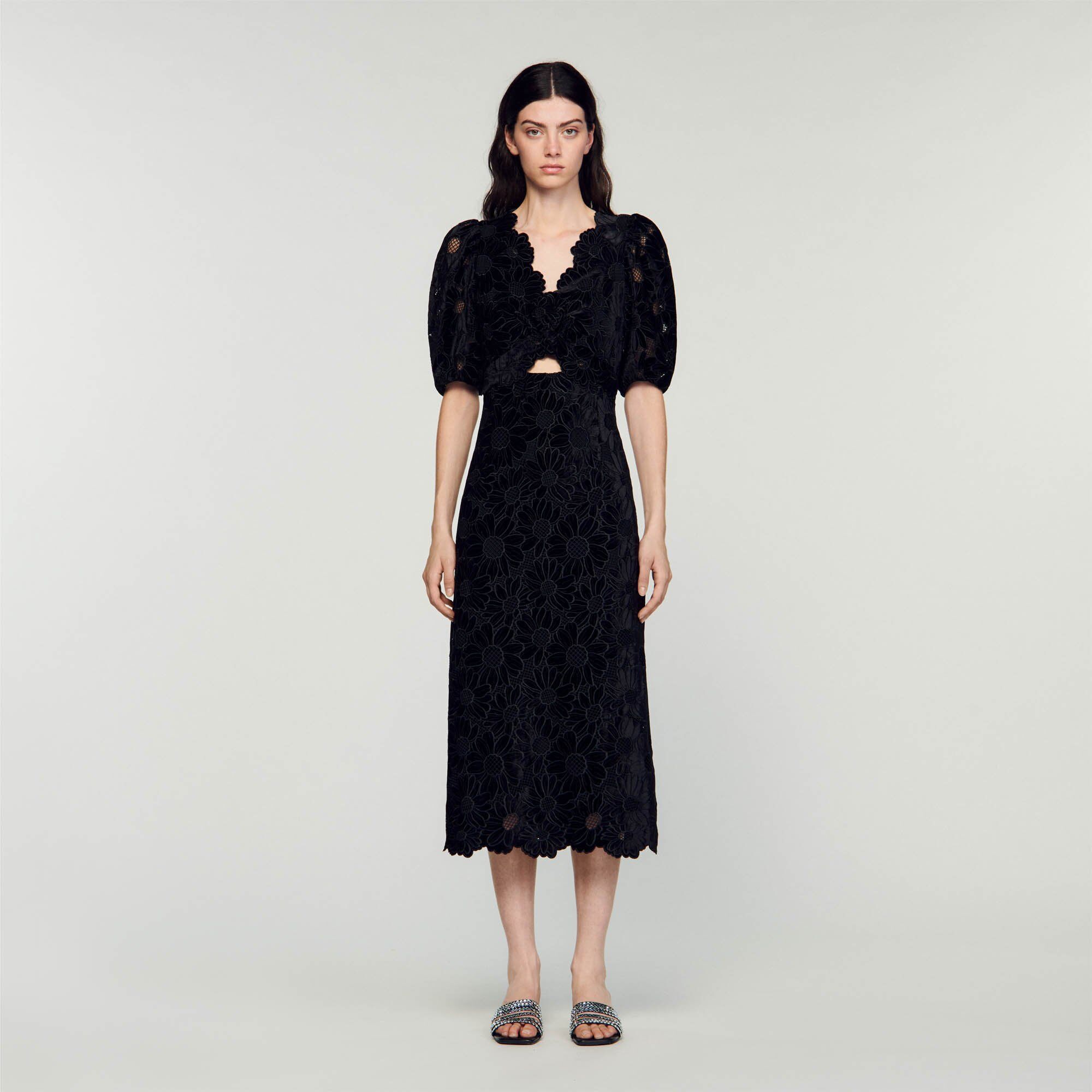 Sandro Velvet maxi dress - female - Black - Woman-Dresses-FR 36 / US 4