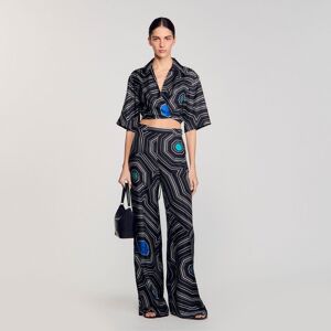 Sandro Spiral-motif silk shirt - female - Black - M