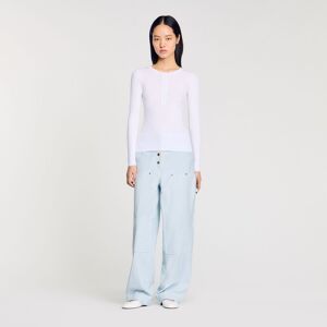 Sandro Ribbed sweater with Tunisian collar - female - white - M