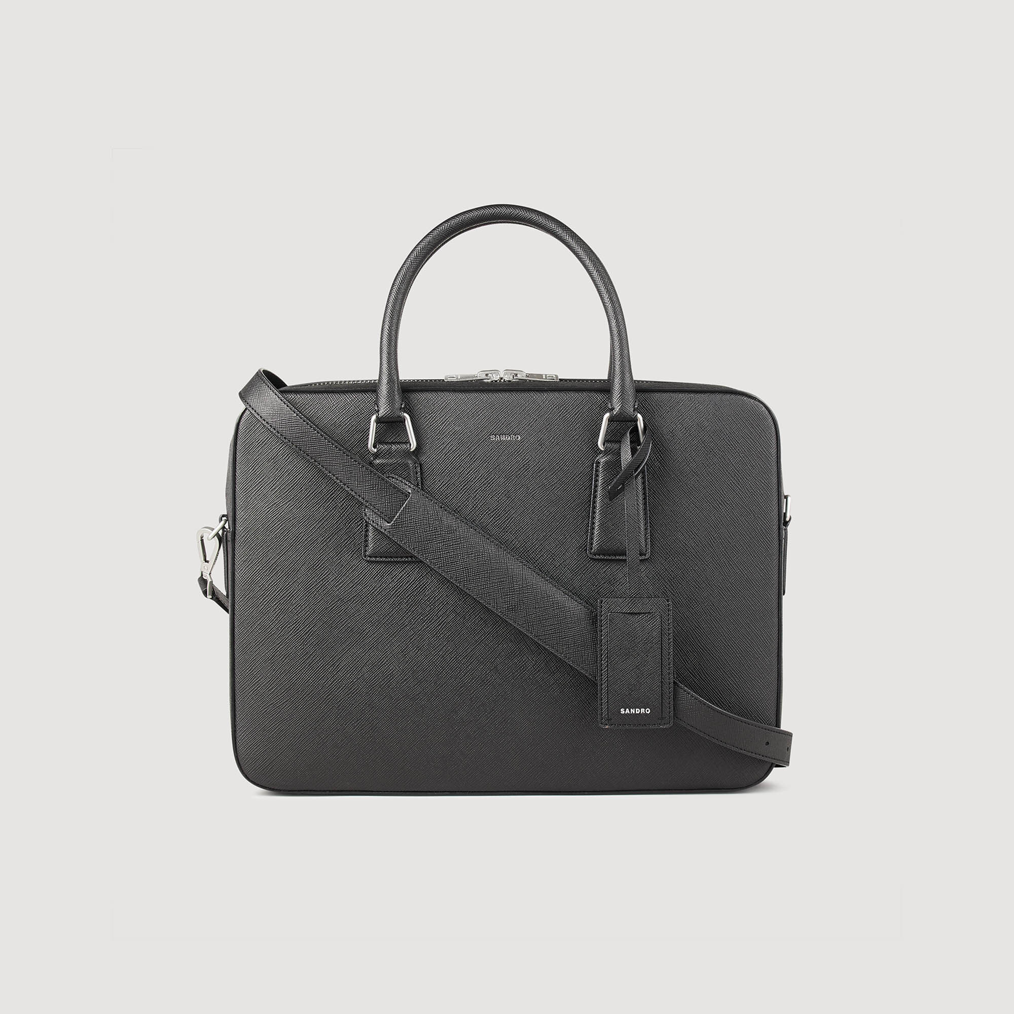Sandro Saffiano Leather Briefcase - male - Black - Men-Briefcases-One Size