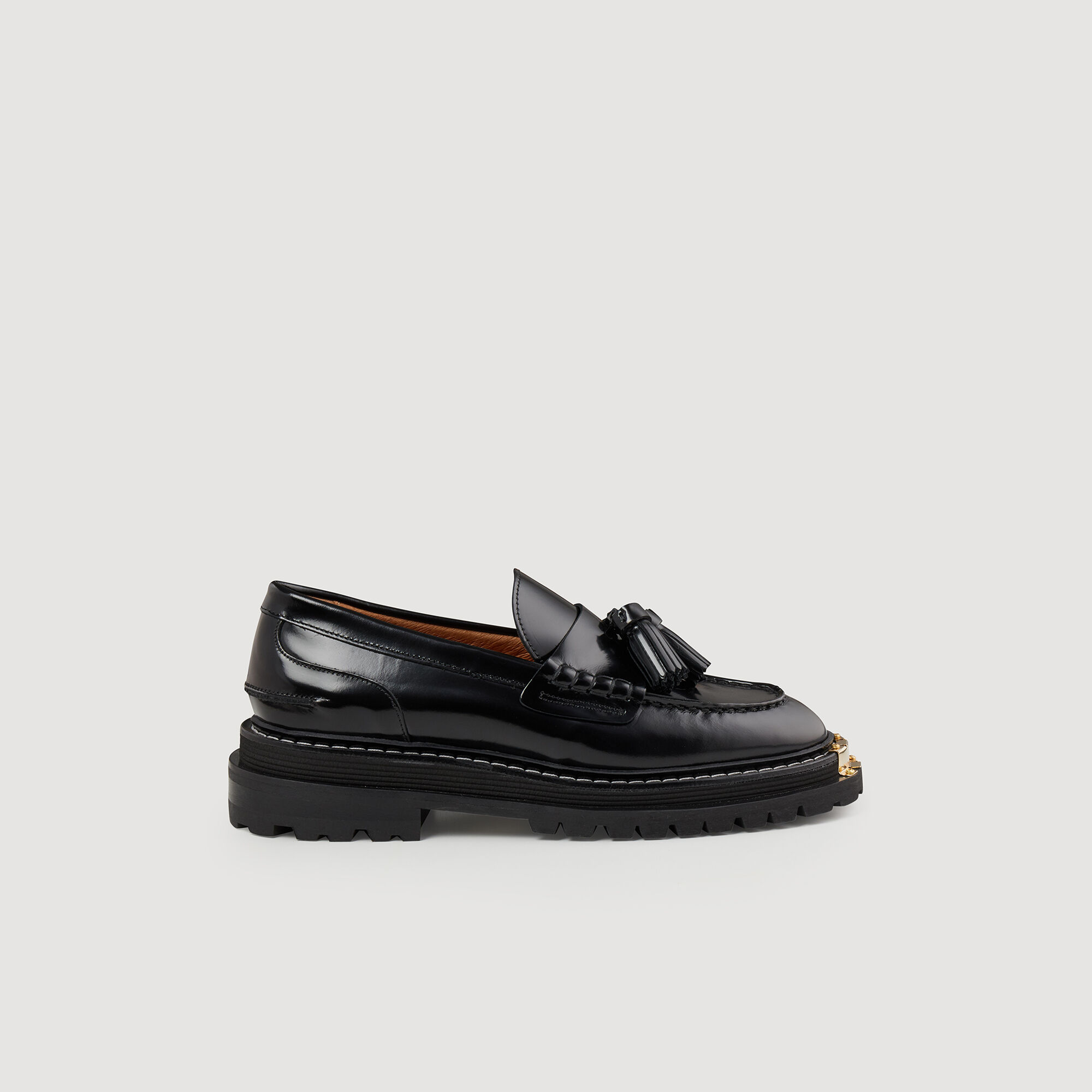 Sandro Thick-soled leather loafers - female - Black -  Woman-All Shoes-FR 37 / US 7