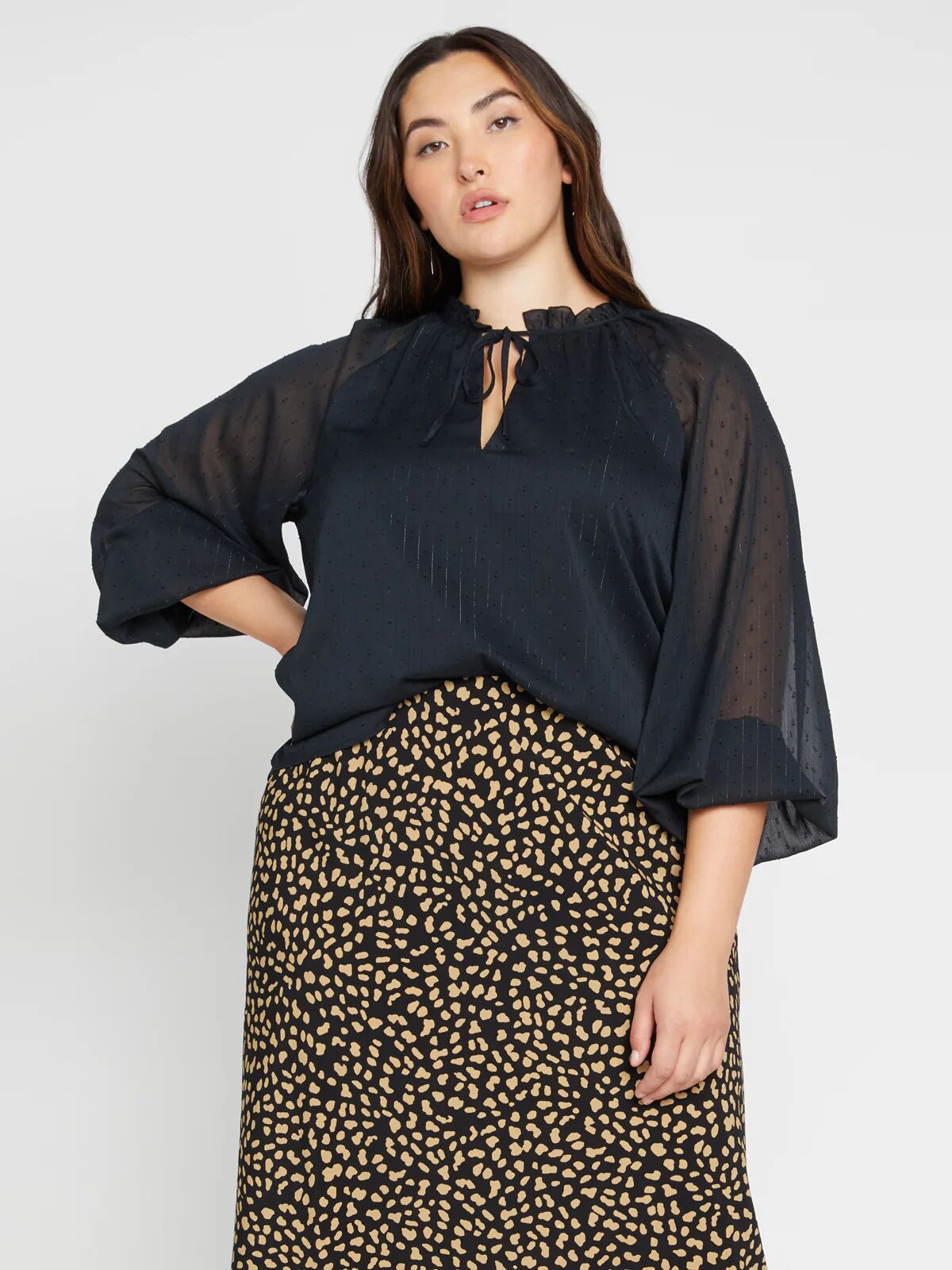 Sanctuary Clothing Live It Up Volume Blouse Black Inclusive Collection / 1X