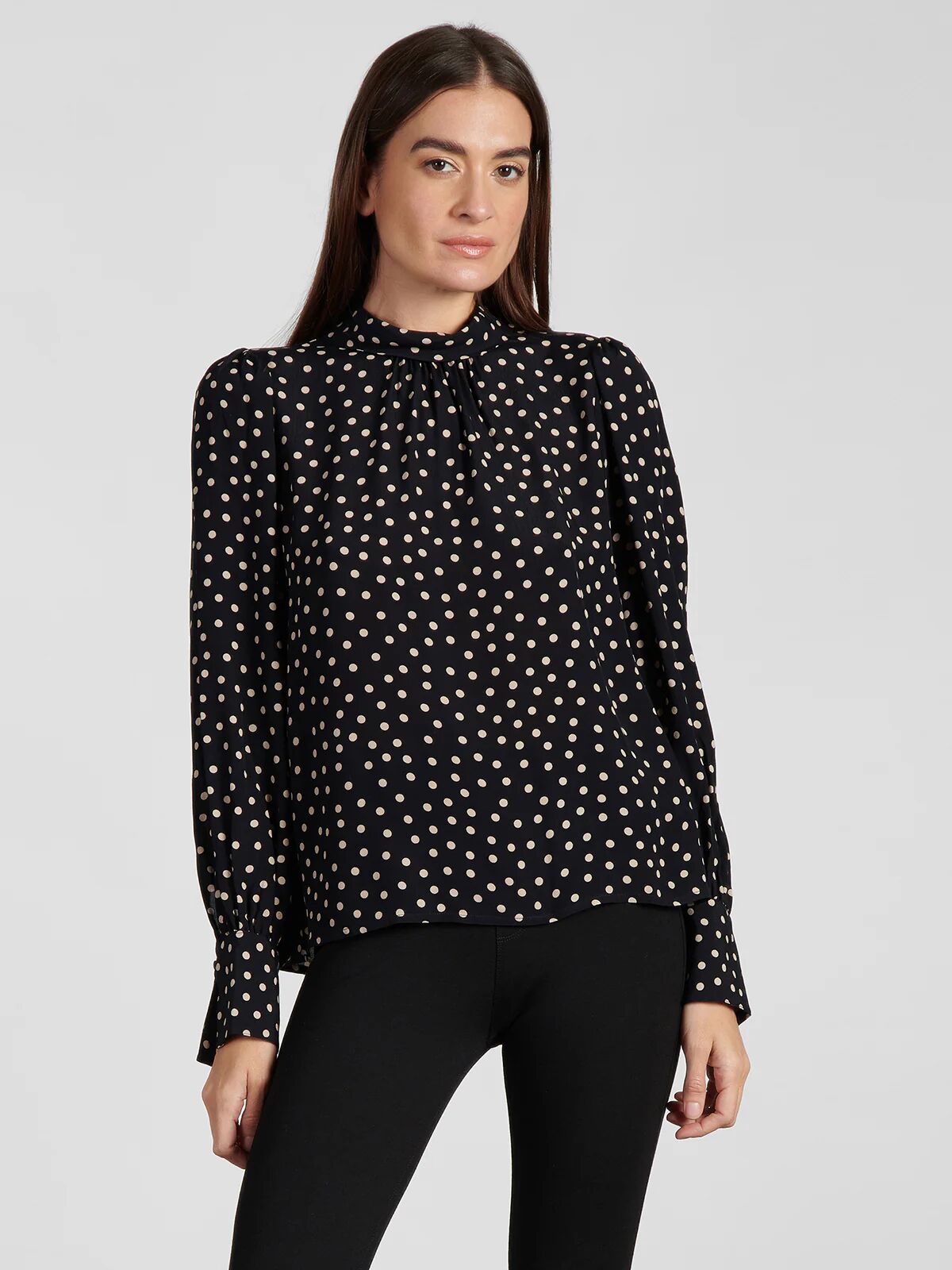 Sanctuary Clothing Bliss Blouse Latte Dot / XL