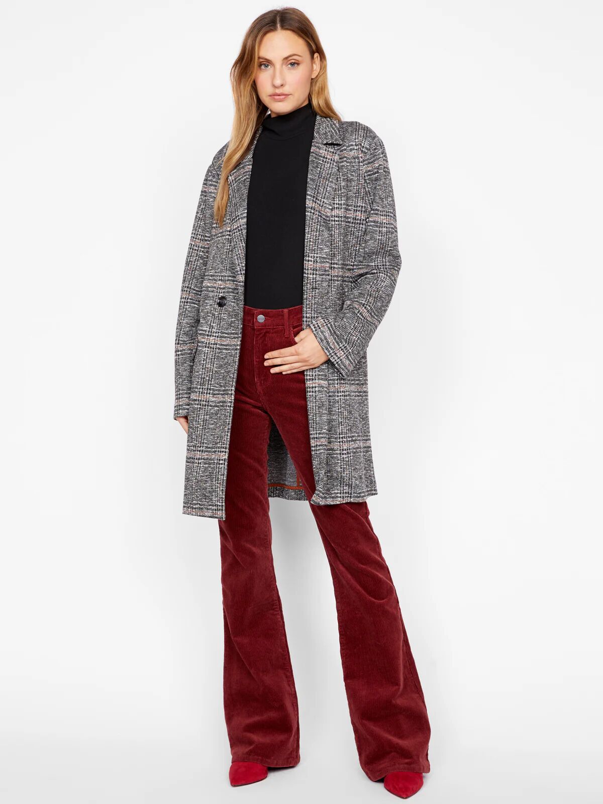 Sanctuary Clothing Carlyle Coat Abstract Plaid / XXS