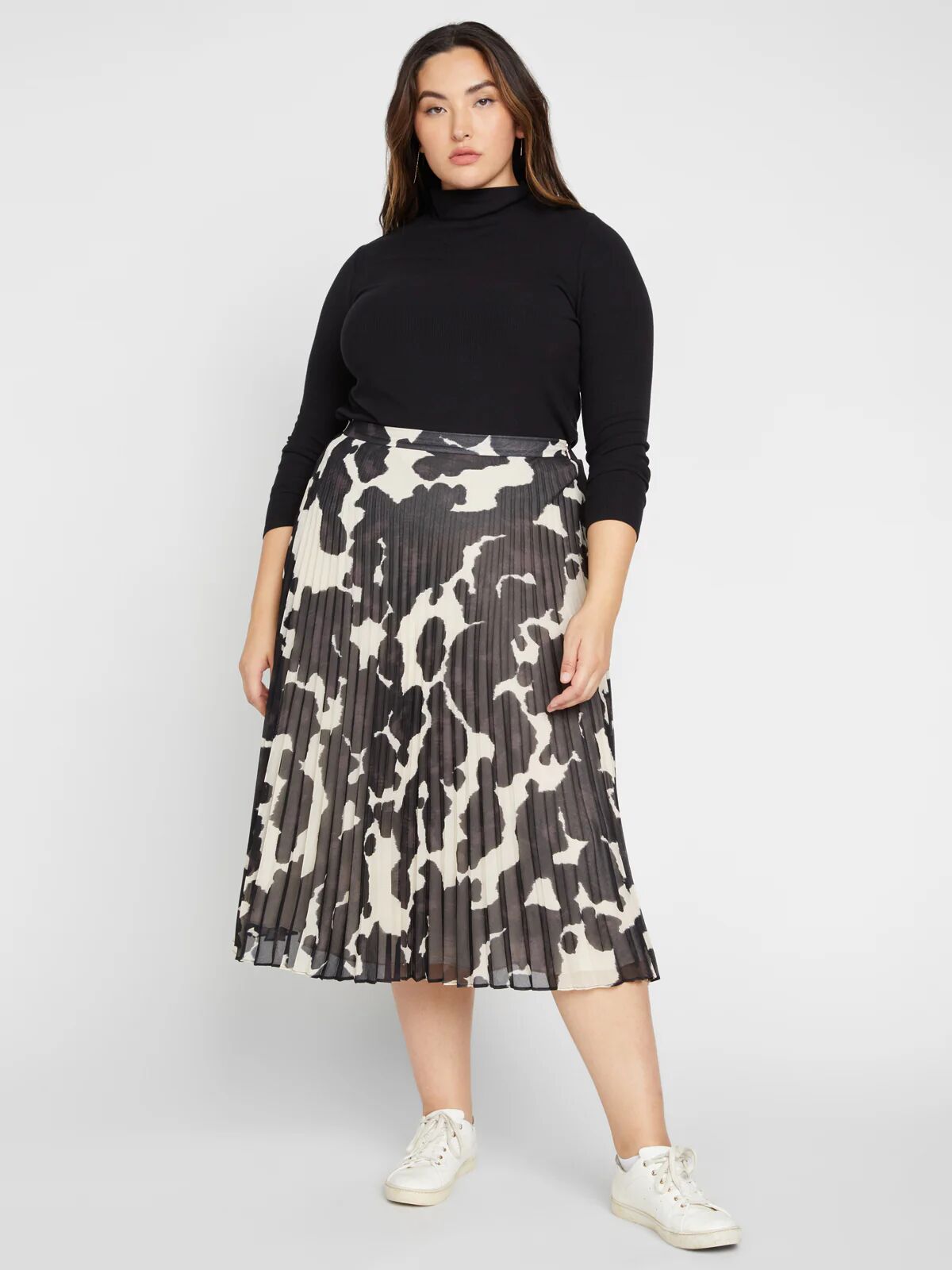 Sanctuary Clothing Pleat It Midi Skirt Pony Print Inclusive Collection / 2X