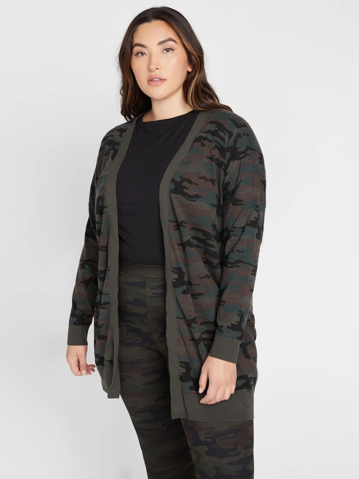 Sanctuary Clothing Play Cardi Forest Camo Inclusive Collection / 2X