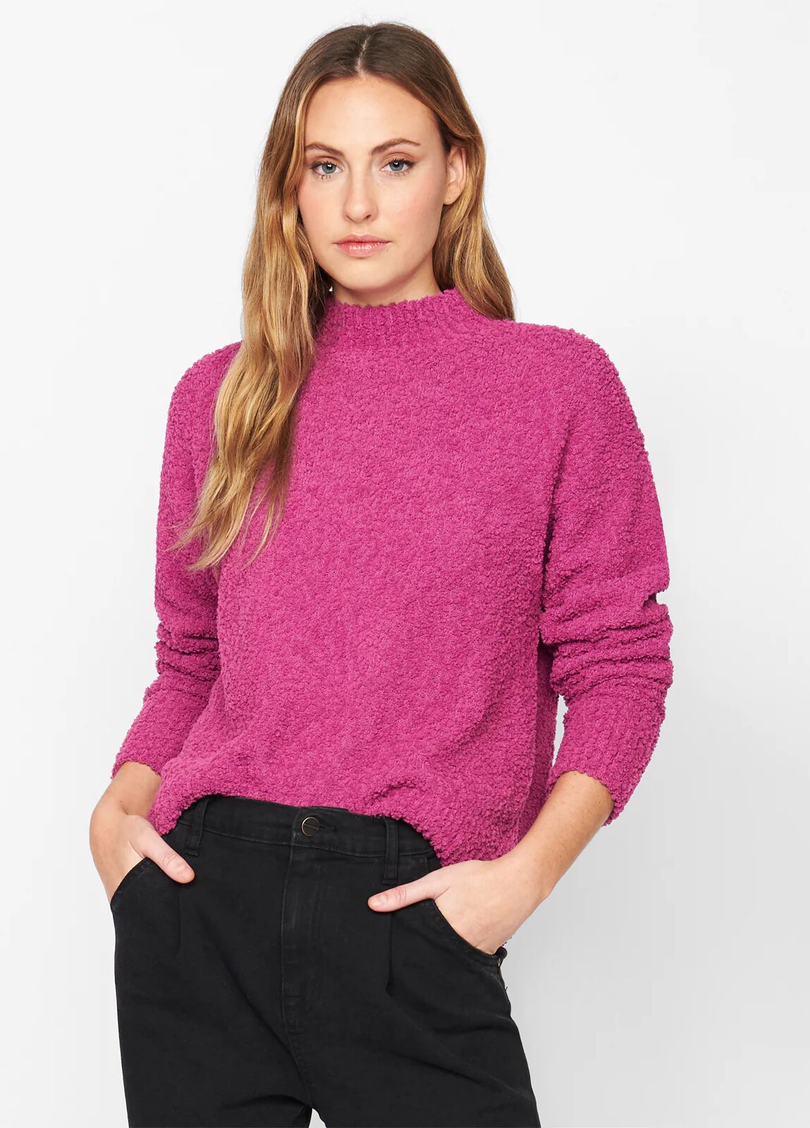 Sanctuary Clothing Teddy Mock Sweater Magenta / XL