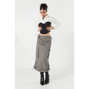 Urban Planet Parachute Cargo Midi Skirt   Heather Grey   Medium   Women's - M