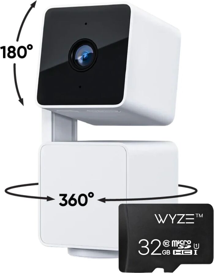 Wyze Cam Pan v3 - White, 1-Pack + 32GB MicroSD Card