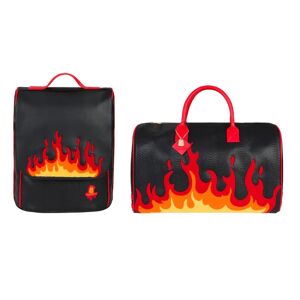 Tote & Carry Red Fire Luggage Set