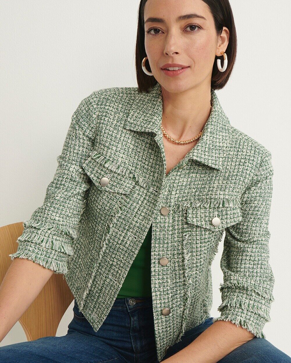 Women's Tweed Jacket in Verdant Green size Large   Chico's - Verdant Green - Women - Size: Large