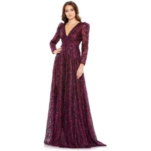 Mac Duggal Embellished V Neck Long Sleeve A Line Gown