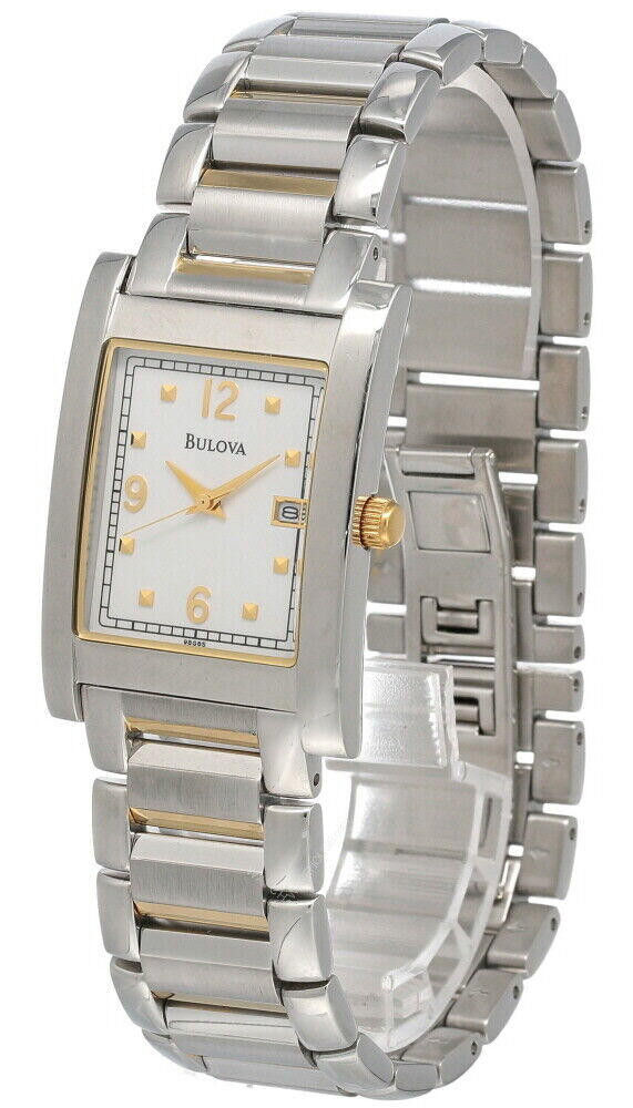 Bulova watches New Bulova White Dial 2-Tone SS Men's Watch 98G85