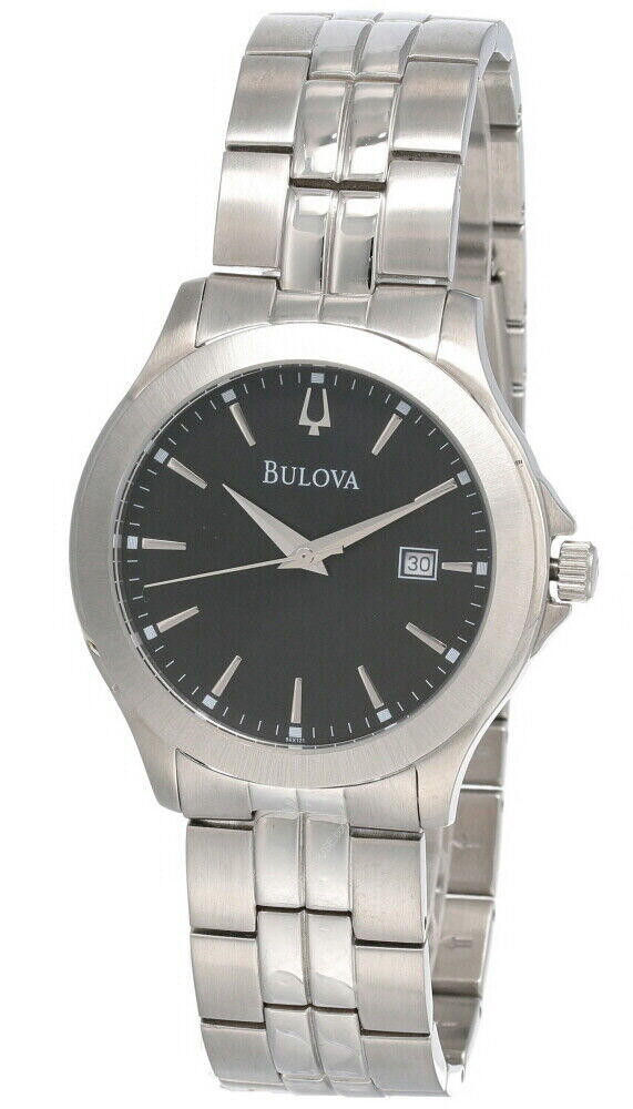 Bulova watches New Bulova Black Dial SS With Extra Bracelet Men's Watch 96X121