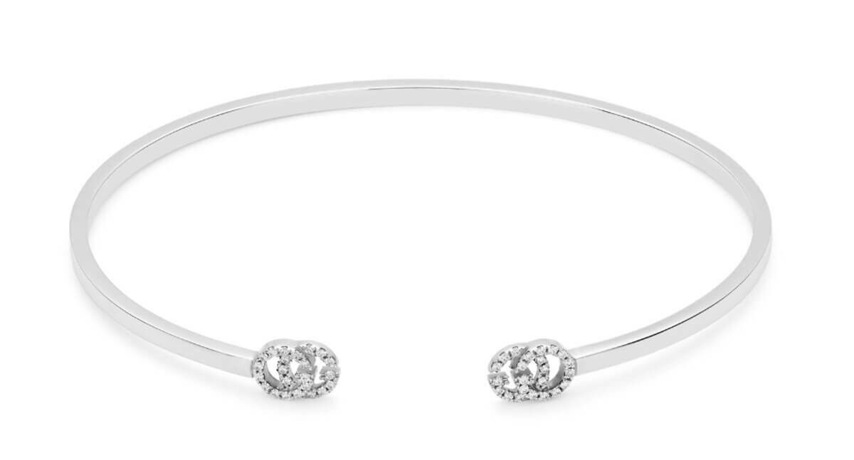 Jewelry GUCCI GG 18K White Gold Diamond Women's Cuff Bracelet YBA481662002017