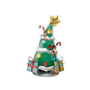 Value Brand Christmas Tree Tea Light Candle Holder-Metal and Glass