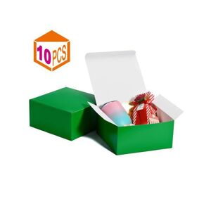 Value Brand MESHA Gift Boxes 8x8x4in Gift Boxes for Bridesmaids 10Pack White Kraft Gift Boxes with Lids for Crafting, Cupcake Boxes(Green)