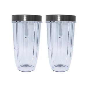 Blendin 2 Pack Replacement 32 Ounce Colossal Cup Jar with Lip Ring, Compatible with Nutribullet 600W, 900W, NB-101B, 900 Pro Series Blenders