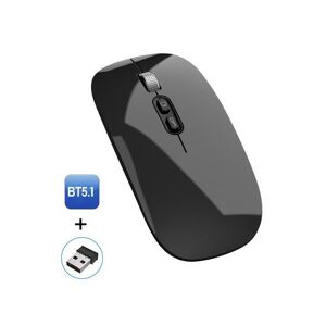 PBASK HXSJ M103 Ergonomic Rechargeable Dual mode Silent Bluetooth Mouse for Home/Office (One Button to Desktop, 2.4GHz + Bluetooth 5.1 Version, Black)