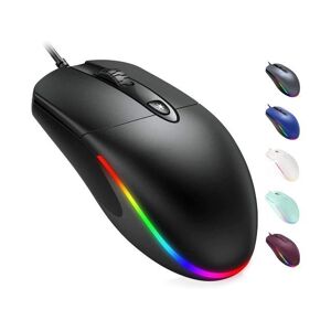 PCMART KKUOD Wired Mouse with Ergonomic Design Reduces Hand Fatigue Muscle Strain, Silent USB Computer Mouse, 1600 DPI Office and Home Mice (Black, Wired)