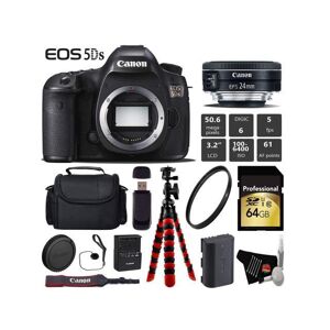 Canon EOS 5DS DSLR Camera With 24mm f/2.8 STM Lens + Wireless Remote + UV Protection Filter + Case + 64GB Memory Card + Tripod + Card Reader Bundle.