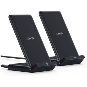 Anker Wireless Charger, 2 Pack PowerWave Stand, Qi-Certified, 7.5W for iPhone 11, 11 Pro, 11 Pro Max, Xs Max, XR, XS, X, 8, 8Plus, 10W for Galaxy.