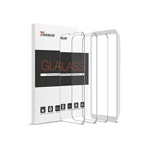 trianium tempered glass screen protector compatible for iphone 13 pro max (2021), 3 pack hd glass 9h film (w/alignment case tool included)