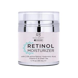 Radha Beauty Retinol Moisturizer Miracle Cream for Face and Neck - with Hyaluronic Acid, Wrinkle and Fine Line Cream - 1.7 oz.
