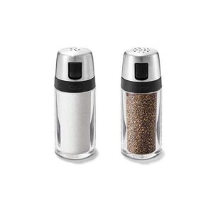 OXO International, Ltd. Oxo 1234780CL Salt and Pepper Shaker Set, Clear, Stainless Steel, 4.5-Inch
