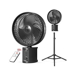 CELUX 20000mAh Oscillating Battery Operated Fan w/Remote, 10 Inch Cordless Rechargeable Fan for Camping Hurricane, Portable Outside Pedestal Fan, Super.
