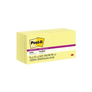 3M Post-it Super Sticky Notes 3' x 3' Canary Yellow 90 Sheets/Pad 558255