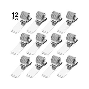 Value Brand 12 Pack Pen Holder Manganese Steel Magnetic Pen Holder Pen Clip Organizer for Notebook and Clipboard in Home, Office, Pocket (Silver)