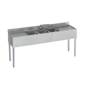 Krowne - 18-63C - 72 in Three Compartment Bar Sink With Drainboards